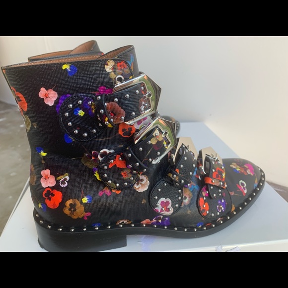 GIVENCHY Multicolor Floral Moto Bootie with Box - Picture 11 of 16